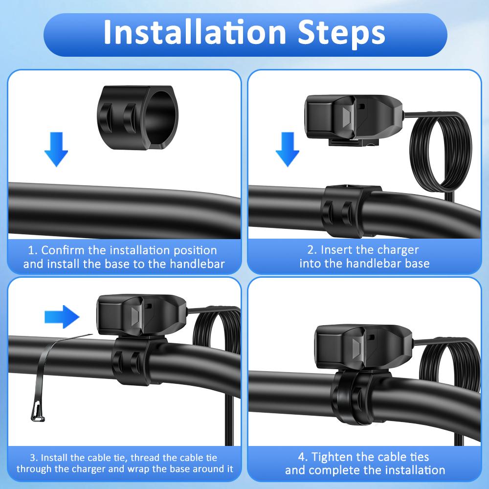 Motorcycle USB Charger SAE To USB Adapter Waterproof Automatically ON/Off Switch DC 9V-24V USB C Motorcycle Charger