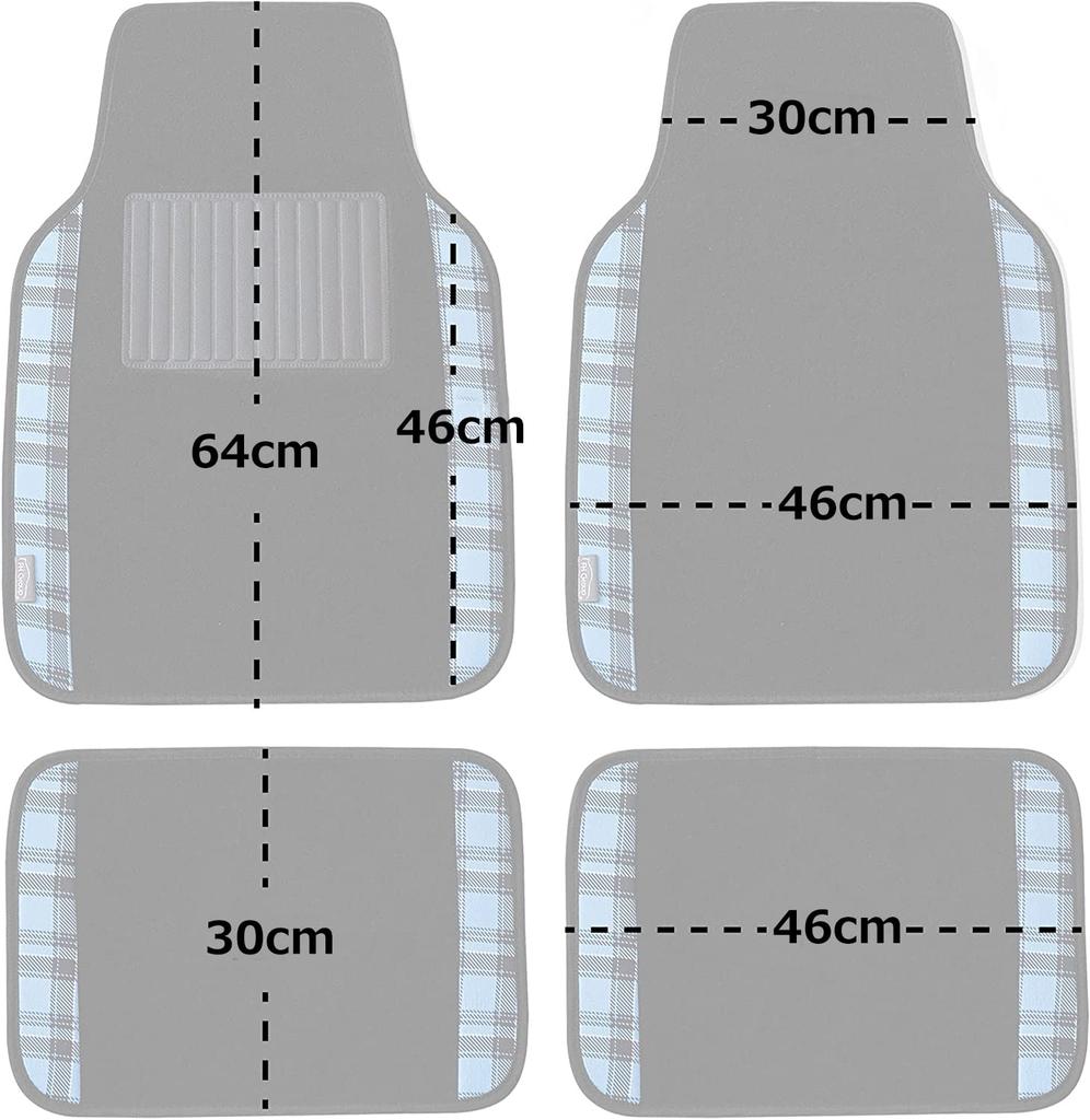 FH Group Group Tartan11 Plaid Trim Floor 64 X 46 30 X 46 Universal for and Vans Imported from F14411PLAIDBLUE (FH International) Mats, Blue, Front