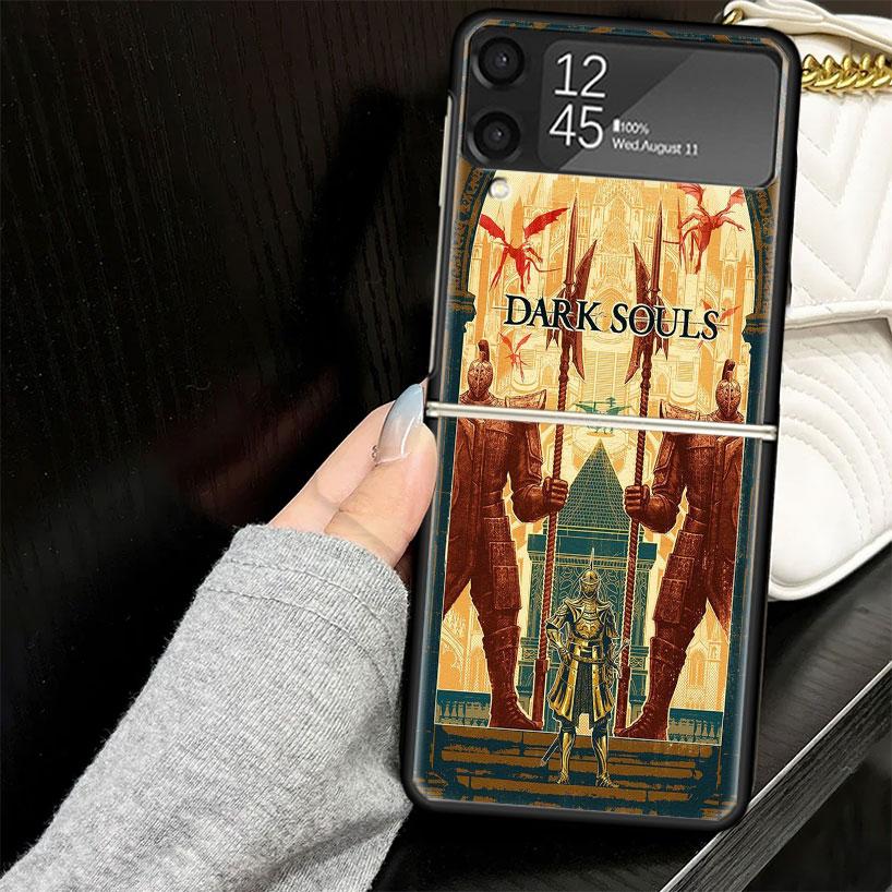 Dark Souls Game Case for Samsung Galaxy Z Flip7 Flip6 Flip5 Flip4 Flip3 5G Hard Phone Shell Z Flip 7 6 5 4 3 Black Cover
