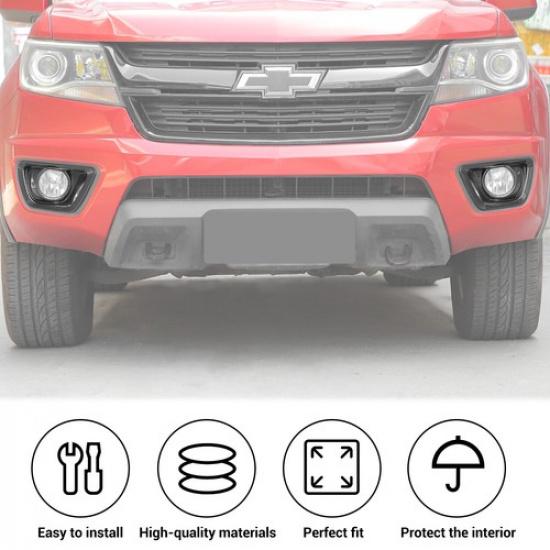 2x Carbon Fiber Front Fog Light Lamp Decor Cover Trim For Chevy Colorado 2014-18