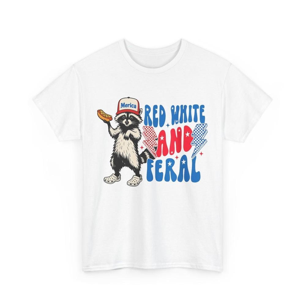 

Футболка «Енот 4 июля», Патриотическая футболка в красном, белом и диком стиле 2XL