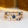 Blue Crystal Round Stone Three Layers Rings For Women Vintage Gold Color Engagement Ring Wedding Jewelry Bridal Versatile Gifts