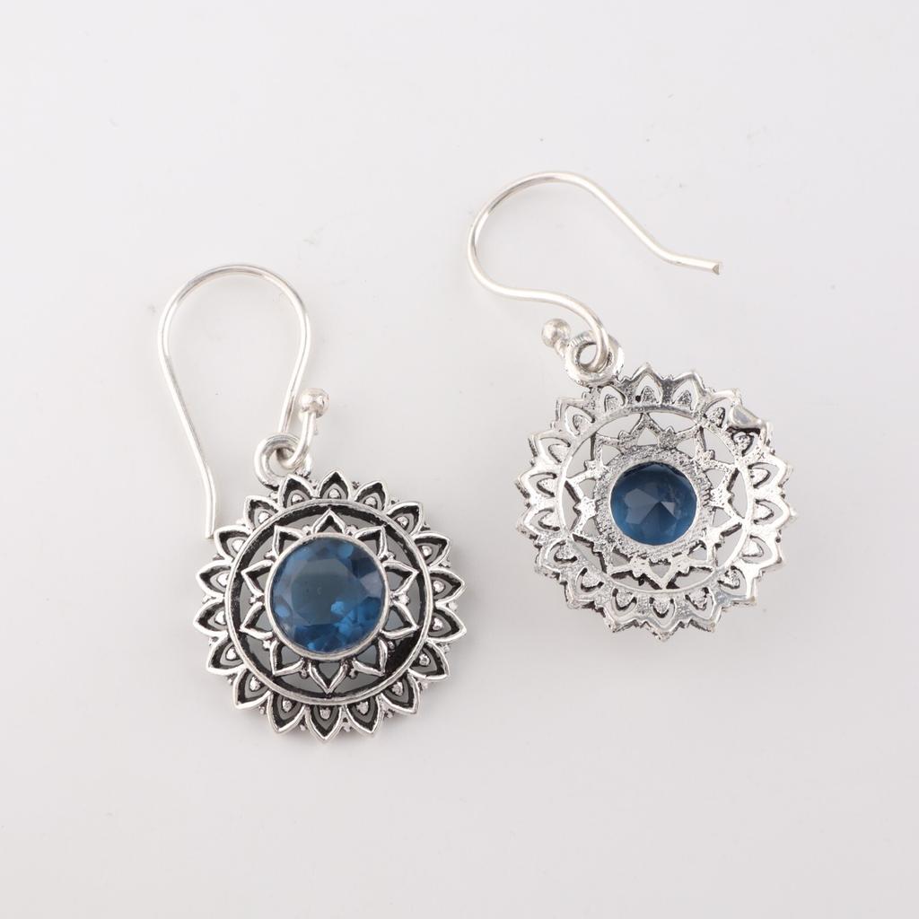 London Blue Topaz Edelstein 925 Sterlingsilber Schmuck Tropfen-/Hängeohrringe 1,57" CE-19-2