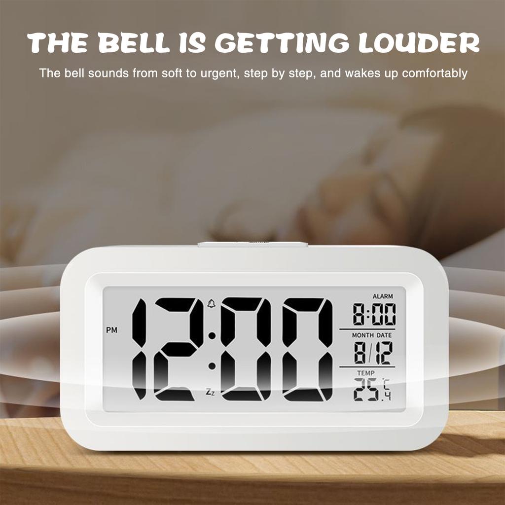 Mini Digital Alarm Clock Temperature Date Battery-powered Children's Creative 12/24h Mute Bedside Electronic Lcd Clock Gift