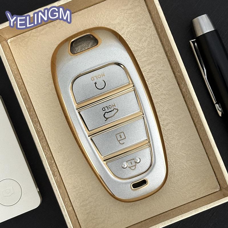 New Tpu Car Key Case Cover For Hyundai Tucson Solaris Sonata Hybrid Nexo Nx4 Santafe Dn8 4/5 Buttons Accessories