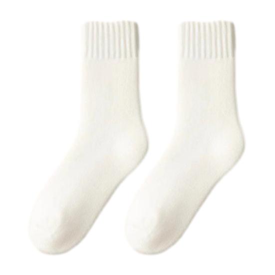 Thickened Fleece Lined Crew Socks Women Winter Socks, Solid Color Mid Calf Thermal Warm Casual for Home Use Cold Weather, Soft Hosiery Daily