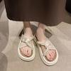 Feet with fashionable national style, new models, not tired, thick-soled beautiful slippers, women's summer wear cool slippers 2025 super hot skirt