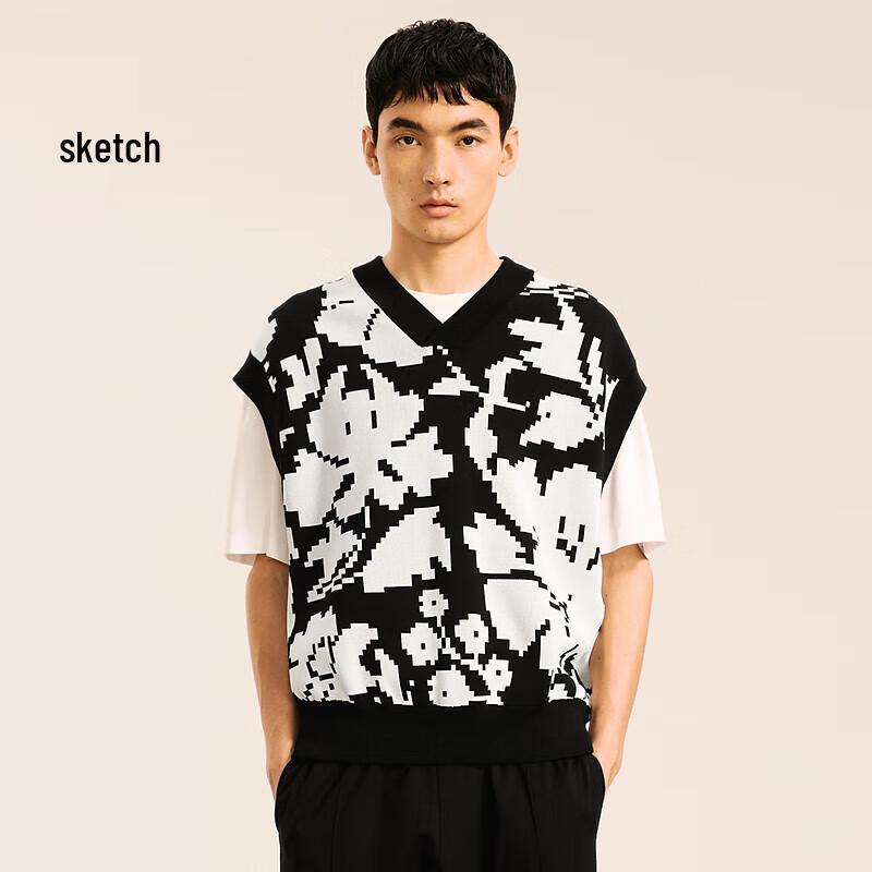 

CROQUIS Мужской 2024 Осень Стильный Свободный Трикотажный Свитер с V-образным Вырезом L