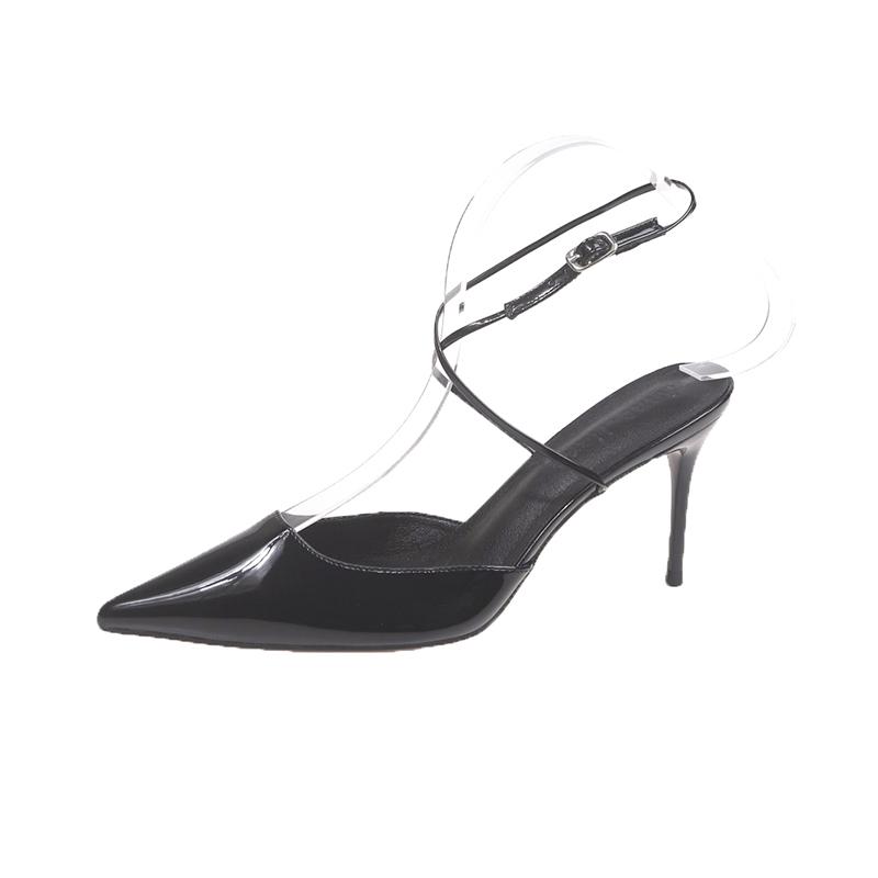 

Fashion 2025 New Women s Fashion Baotou Stiletto Sandals Spring New Pointed Head Shallow Mouth Cross One Line Buckle Non-slip High Heels 35
