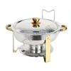 Gold Round Stainless Steel Folding Chafing Dish Set with Folding Frame