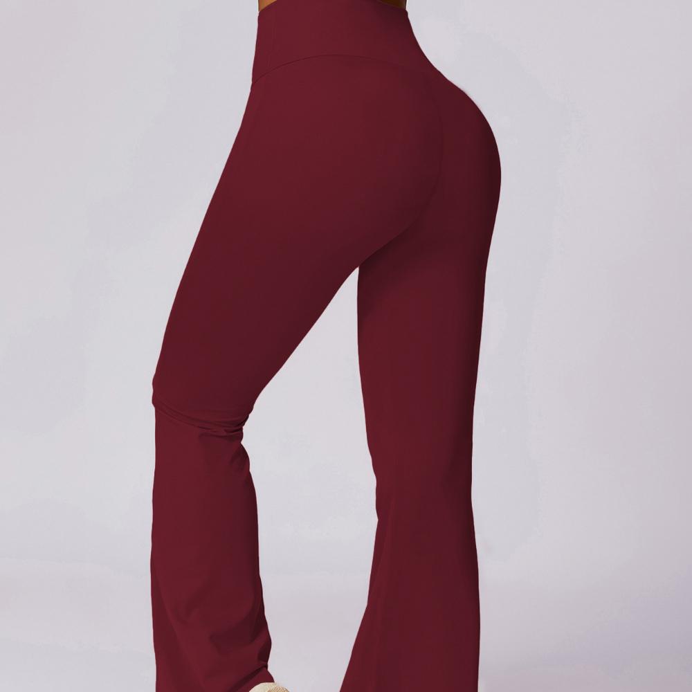 Pantaloni de yoga sexy nude cu talie încrucișată, subțiri, cu talie înaltă, cu ridicare a șoldurilor, sport fitness, evazați, pentru femei