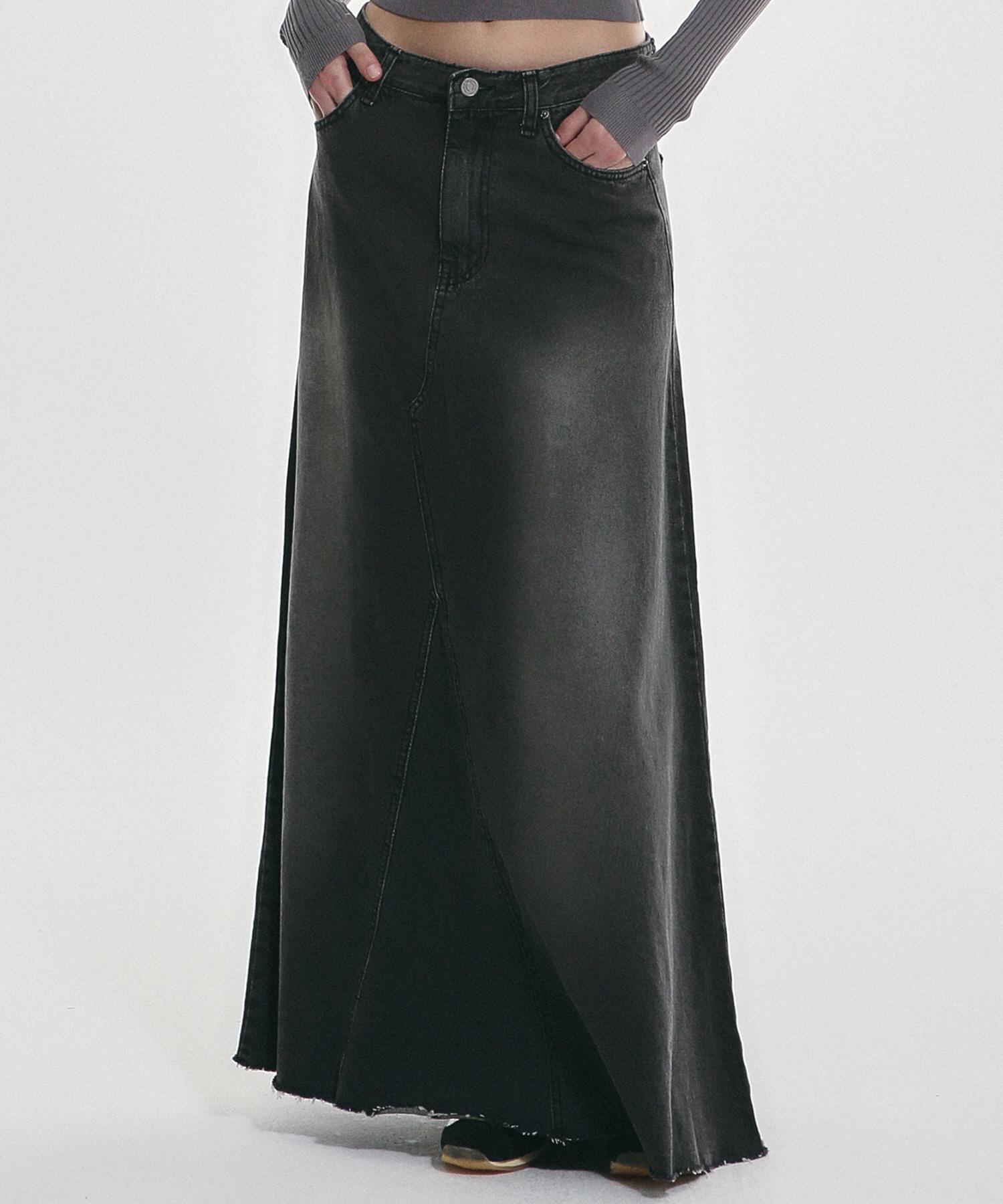 Nigaennikol Maxi Washing Denim Skirt_Black Black/S