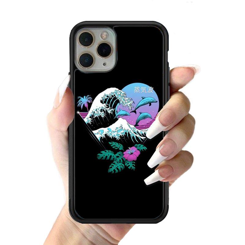 Japanese Wave Anime Dragon Phone Case Silicone PC+TPU Case for iPhone 11 12 13 Pro Max 8 7 6 Plus X SE XR Hard Fundas