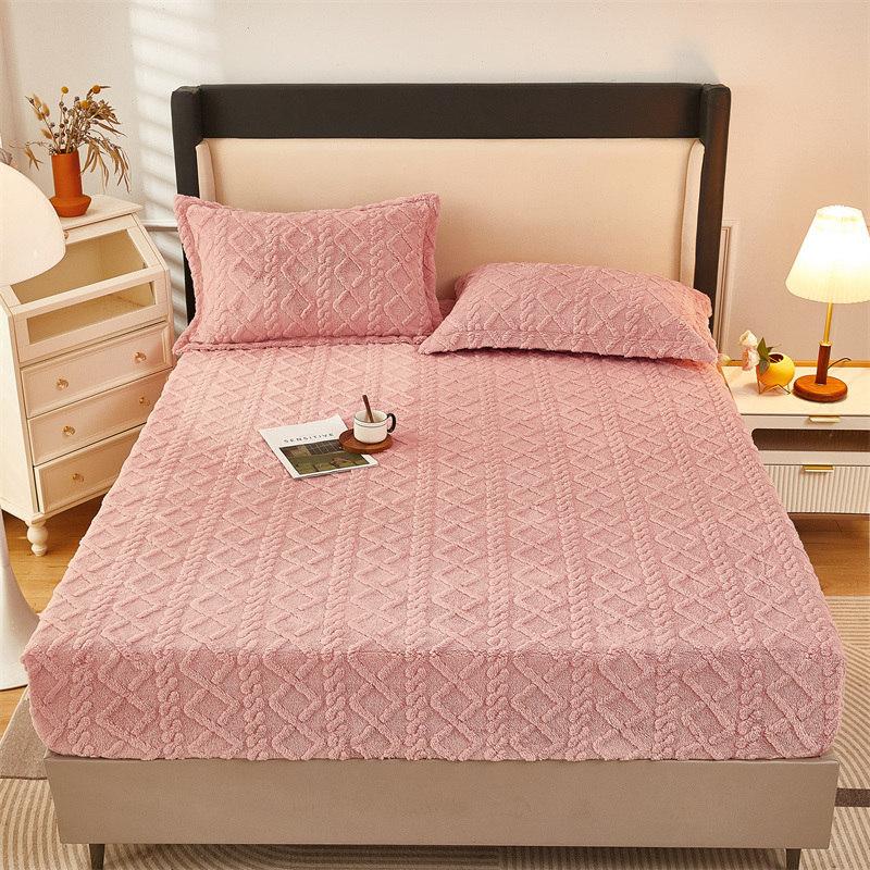 Bonenjoy Plush Bed Sheet for Winter Warm Bed Cover Queen/King Size Coral Fleece Thick Fitted Bed Sheet Drap Housse 180x200cm