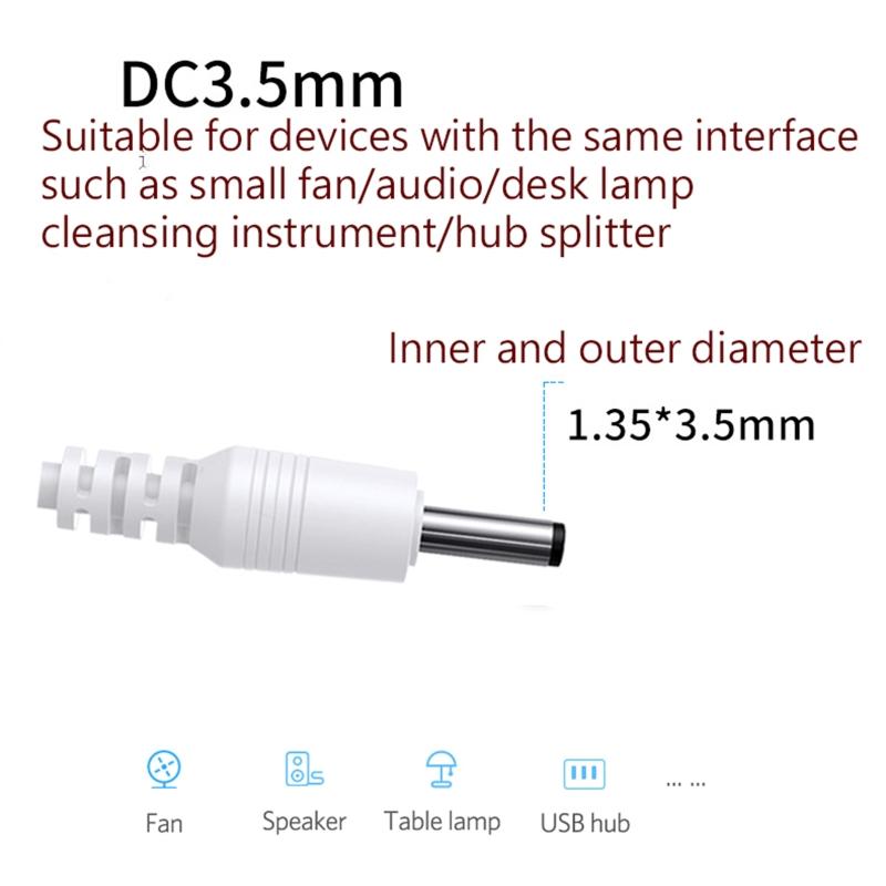 Power Cable USB To DC 3.5 X 1.35mm Straight Jack Charger Adapter Connector Cable for Router TV Box Table Lamp