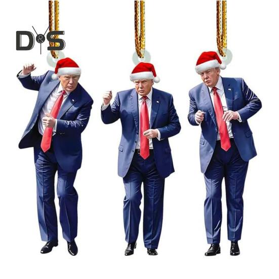 

Рождественское украшение в виде Трампа, шапка Санты, танцующий кулон Трампа, 2D акриловое подвесное украшение для украшения елки, подарок сторонникам D
