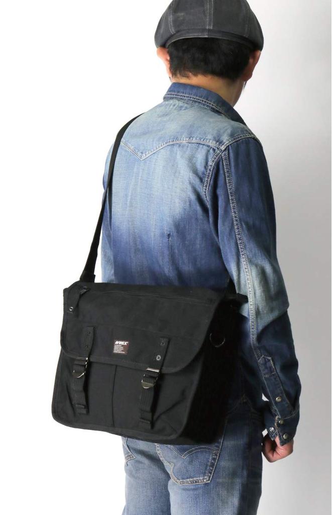 AVIREX Military Shoulder Bag Simple Canvas A4 Size Beige AVX3523, Fabric, Fits,