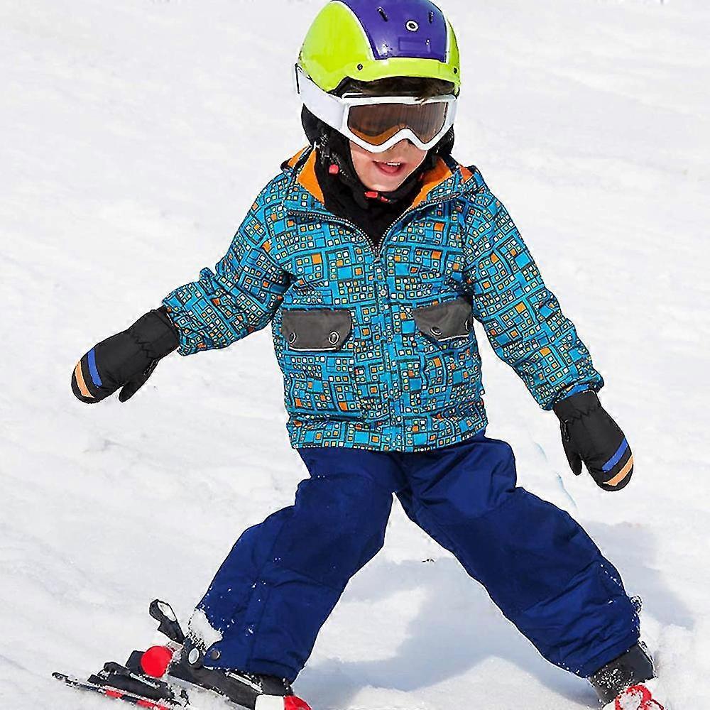 Waterproof Ski Mittens For Kids Skiing, Black