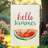 Hello Summer Garden Ag Double Sided Watermelon Burlap House, 12x18 Inches XXQ