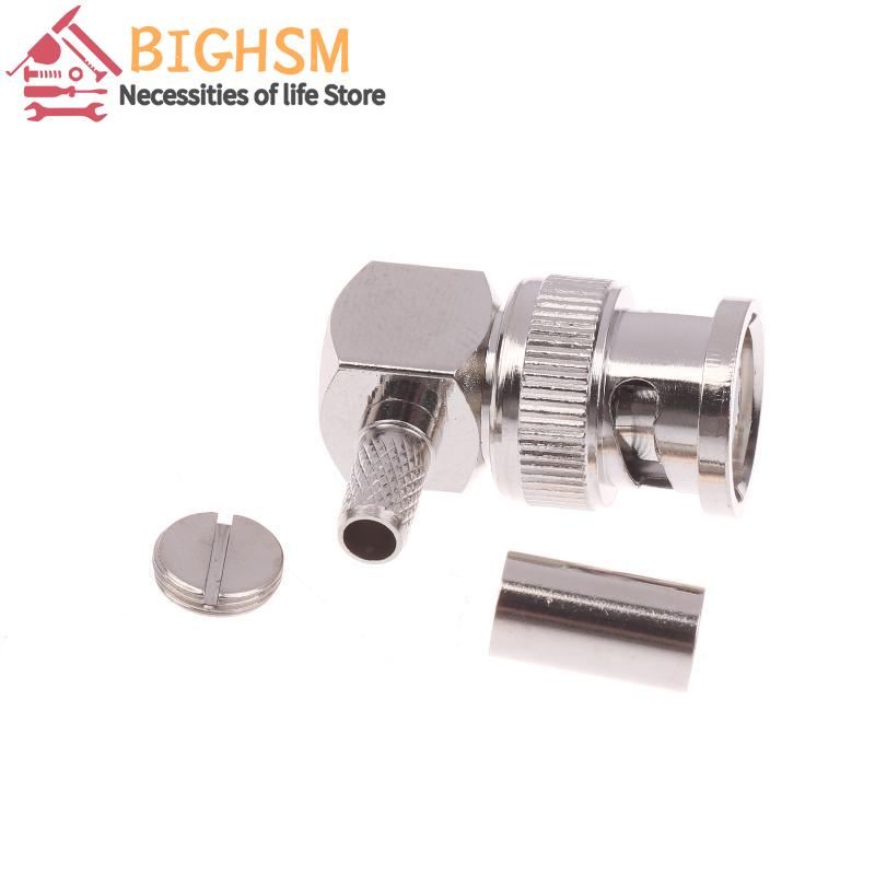 New 90 Degree BNC Male Right Angle RF Connector Crimp 50ohm RF Connector Adapter For RG58 RG142 RG400 RG223 LMR195 Coaxial Cable