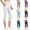 High Waist Capri Leggings for Women Yoga Pants with Side Slits and Pockets Stretchy Athletic Workout Tights