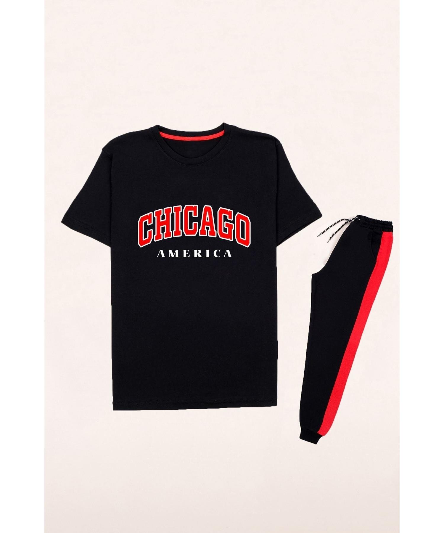 

Летний спортивный костюм с короткими рукавами и принтом Chicago America