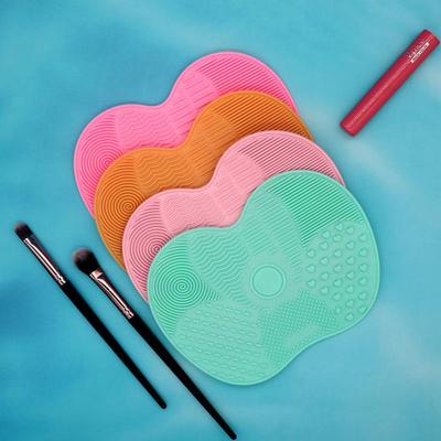 1pc Silicone Beauty Wash Brush Pad with Suction Cup Drop-proof Apple Shape