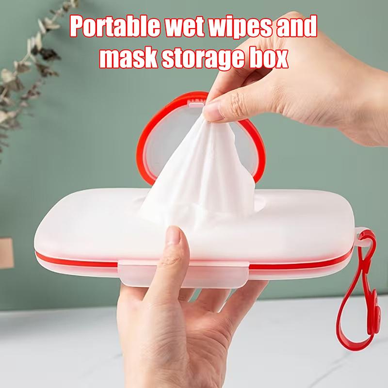 Portable Heart-Shaped Wet Wipes And Mask Storage Box With Snap Closure, Suitable For Children'S Travel.