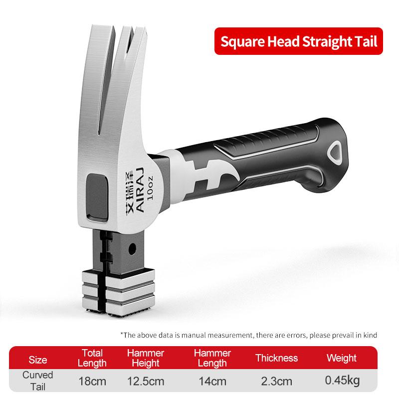 Multi-functional Household Hammer Stainless Steel Double Nail Groove Hammer Labor-Saving Anti-Skid Multifunctional Manual Tool