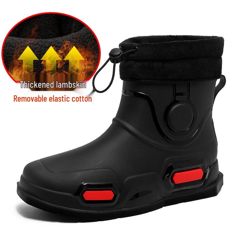 

Мужские водонепроницаемые нескользящие резиновые сапоги: Универсальная и износостойкая уличная обувь для дождливых дней 44