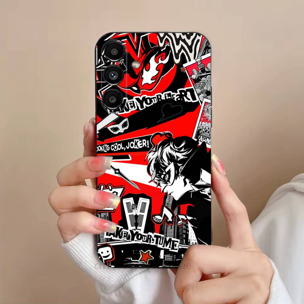 Spiel P-Persona 5 Handyhülle Für Samsung S25,24,23,22,21,S20,Ultra,Plus,FE Schwarze Weiche Hülle