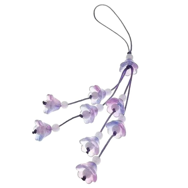 

Bell Orchids Phone Chain Y2k Keychain Pendant Strap Lanyard Backpack Ornament Bag Accessories Car Key Holder Decoration 1 фиолетовый