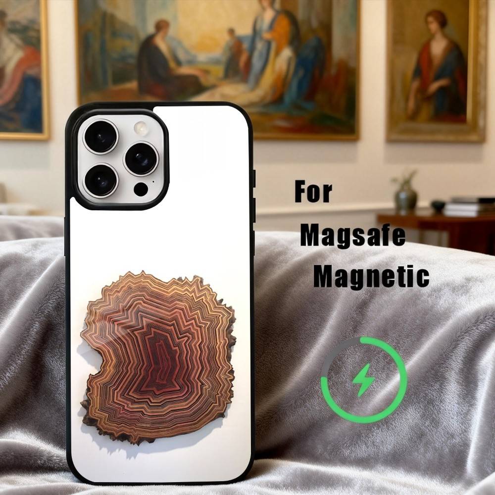Art W-Wood G-Grain Natural Phone Case For iPhone17,16,15,14,13,12,11 Plus,Pro Max Magnetic For Magsafe Wireless Charging