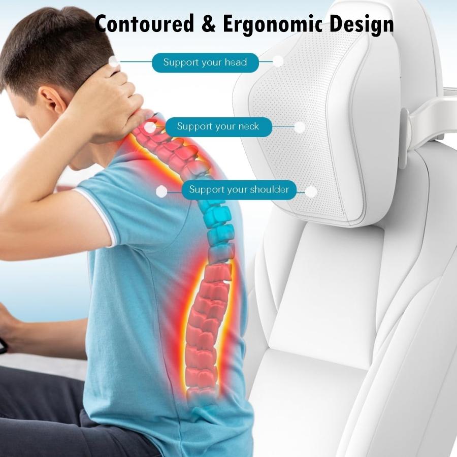 Adjustable Headrest Pillow For Tesla Model Y/3 Accessories Neck Pillow Car Head Neck Rest Cushion with Bracket & Hidden Hook