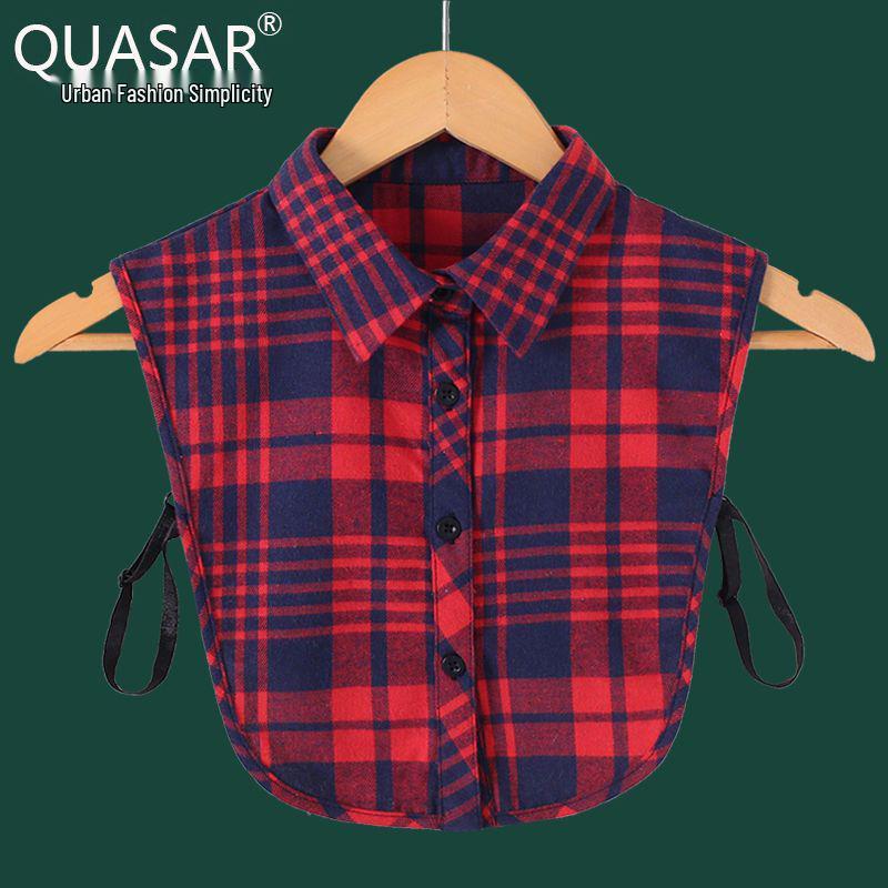 Červený károvaný odnímatelný límec pro dětské svetry a mikiny