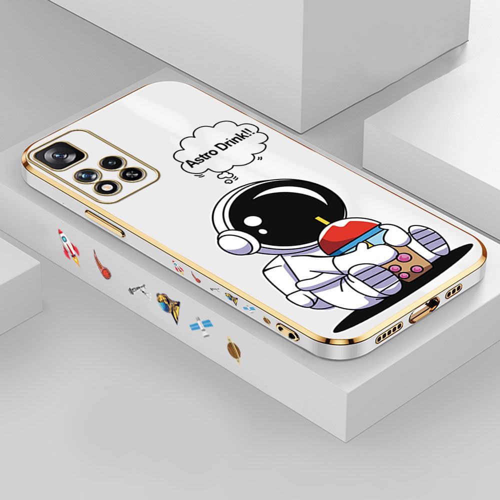 Weiche Telefonhülle mit süßem Astronauten-Vollkameraschutz für Redmi Note 13 Pro 12 Pro 12S 11 Pro 11S 10S OPPO A38 A77s A96 Realme C33 C65 OnePlus