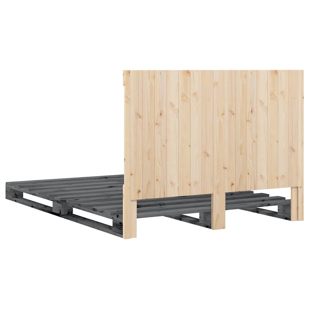 Solid Wood Bed with Headboard Grey 140x200 Cm Pine