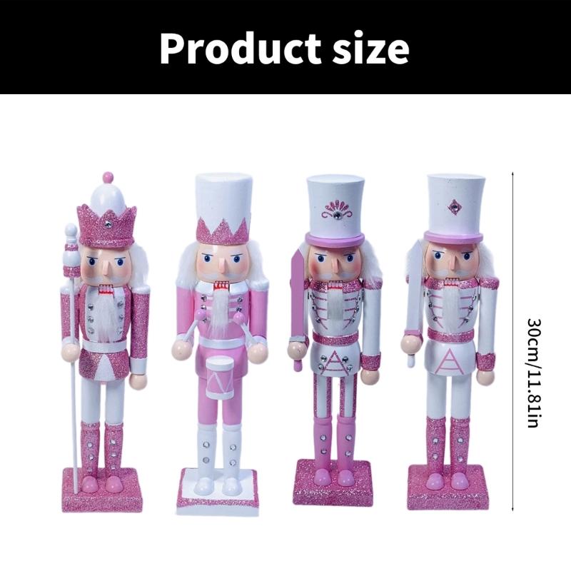 Stylish Nutcrackers Soldier Ornament Pink Series Nutcrackers Soldier Figurine Ornament for Individualized Room Decors
