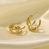 Huitan Metal Women Claw Earrings Inlay Imitation Pearl Modern Fashion Design Female Earrings Daily Wear Statement Jewelry