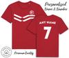 Denmark Strip T-Shirt 2024 Personalised Name and No Adult Kids Baby, Football Euro