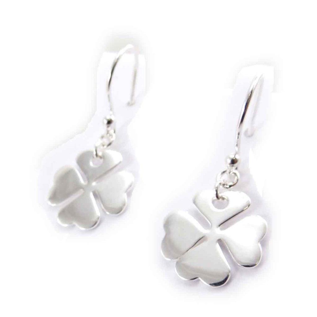 Les Trésors De Lily [G0631] - Boucles Argent 'Trèfle' argenté - 13x13 mm