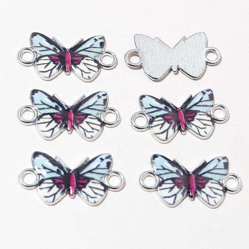 10pcs 14x16mm Acrylic Butterfly Charms Alloy Metal Charm Pendant For Necklace Bracelet DIY Jewelry Making Accessories Findings
