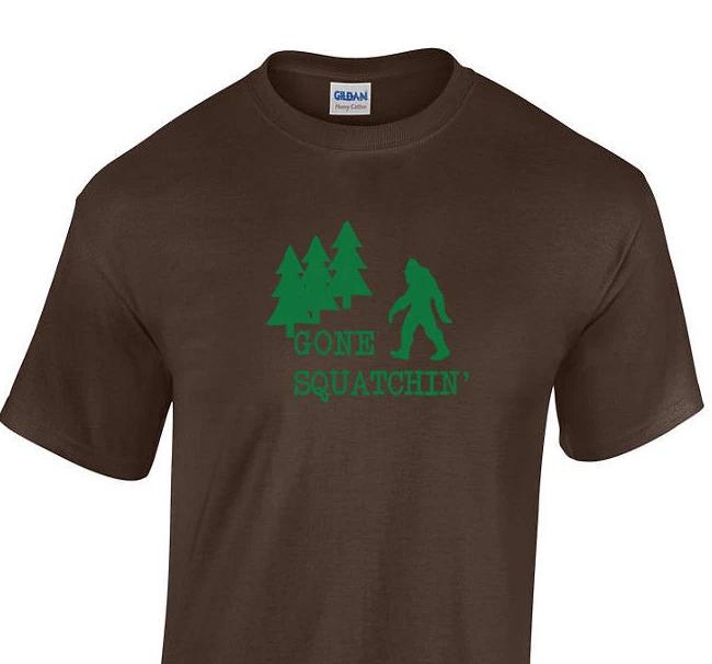 Gone Squatchin T-Shirt Sasquatch Bigfoot Chocolate Brown Green Funny Gift Shirt S