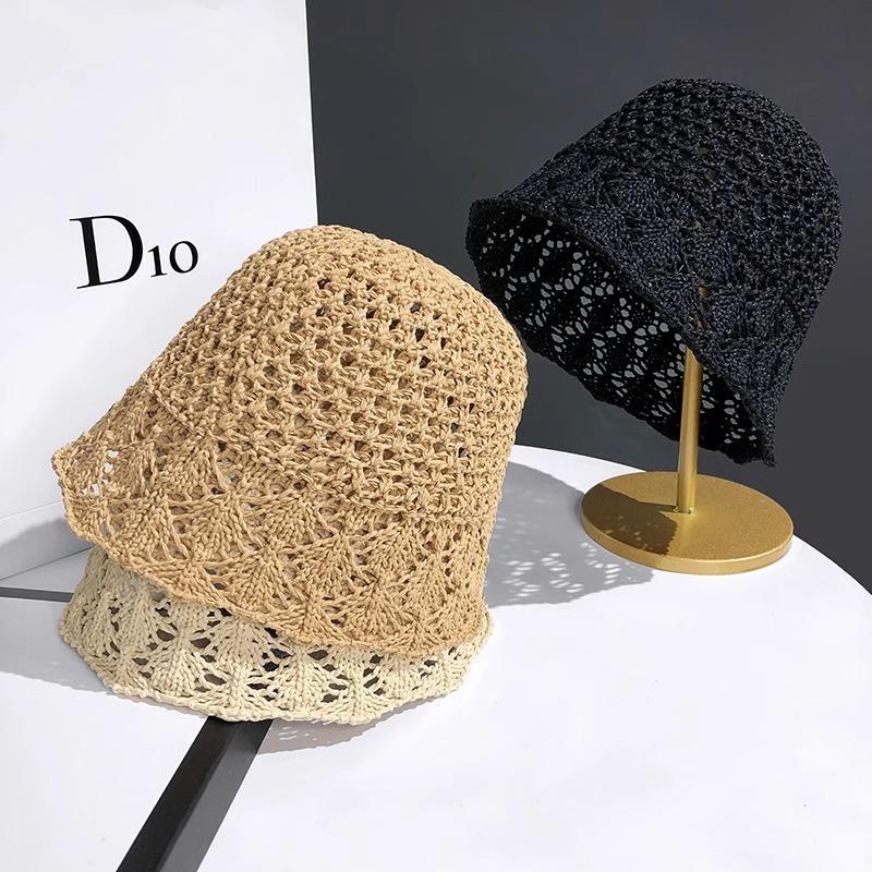 Nouveau chapeau de pêcheur pour enfants chapeau d'été en paille tressée ajourée protection solaire couvre-visage chapeau bob respirant pare-soleil chapeau cloche