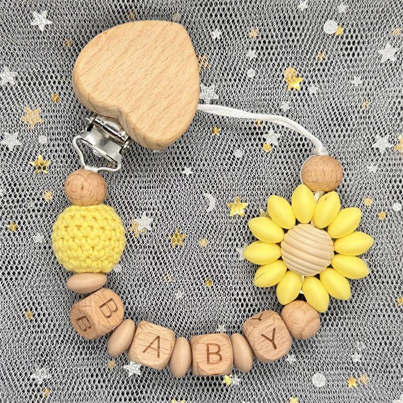 Custom Personalized Name Handmade Pacifier Clip Holder Cartoon Silicone Dinosaur Pacifier Chain Baby Teether Teething Chain Gift