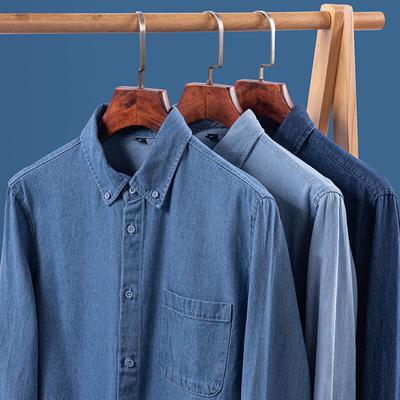 Washed Durable Men's Long Sleeve Denim Shirt Comfort Soft Casual Work Shirt for Daily Casual Wear Outdoor Work Dating