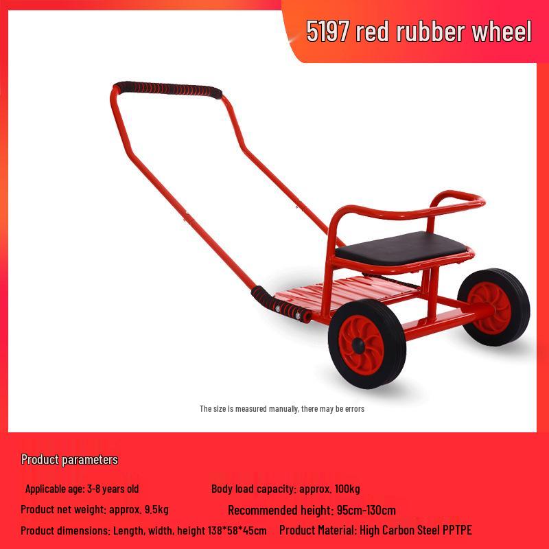 Children's Double Pedal Tricycle with Basket for Outdoor Play