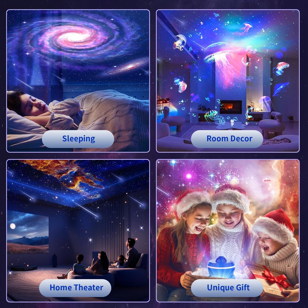 Space Mirror 6th Meteor and Star Projector Light 13 In 1 Multi-color Projector Starry Sky 3D LED Night Light Indoor Bedroom