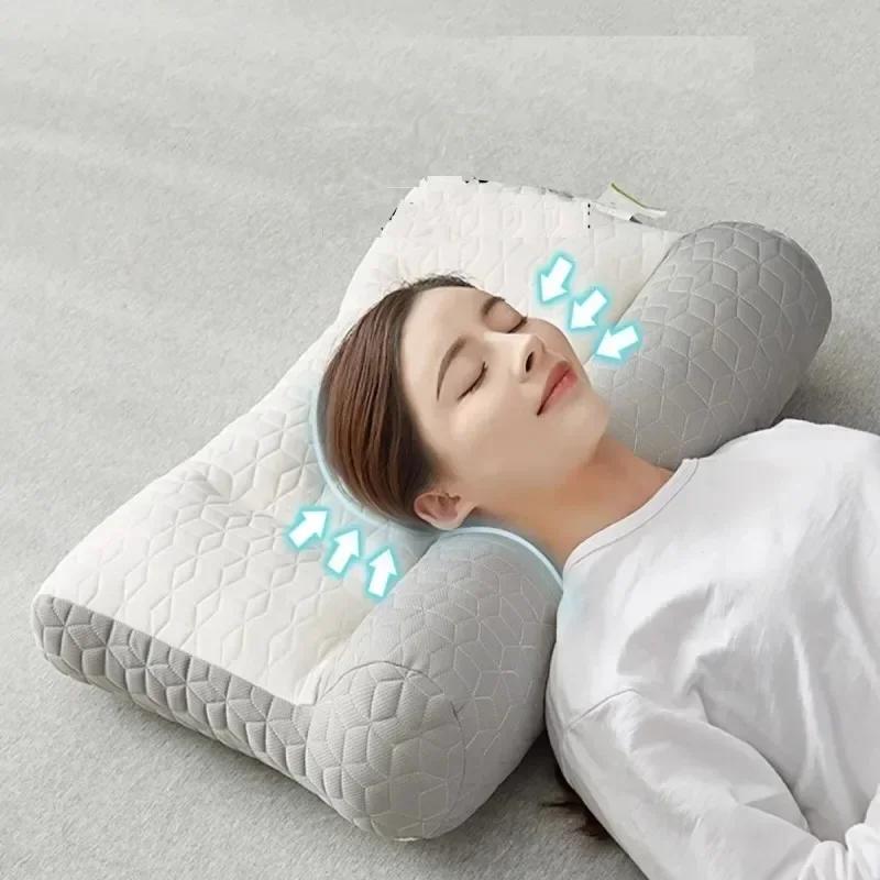 Latex memory pillow neck pillow orthopedic sleep aid neck pillow high elastic soft porosity suitable for home
