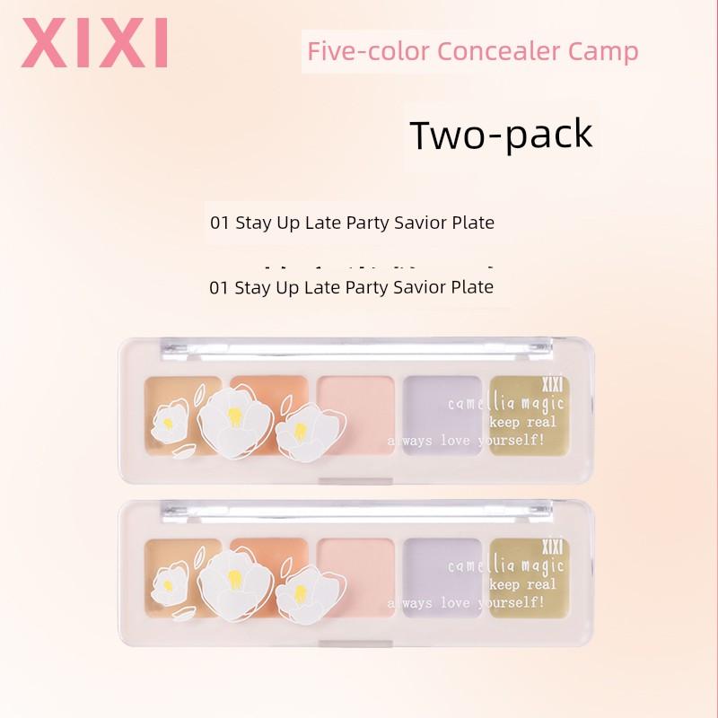 Xixi Five-Color Concealer Set, Concealer Palette for Women, Covers Spots, Acne Marks, Dark Circles, Brightens Tear Troughs, Affordable for Students
